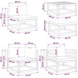  Set sofe 7 kom. Prirodna Čvrsto drvo akacije - Sivosmeđa 2x kutna + 2x srednja + fotelja + tabure + stol Slike