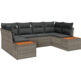 vidaXL 6-delni vrtni kavč set z blazinami siva Poly Ratan Acacia | Shoptok.si