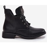 Boto Low Women's Ankle Boots With Flat Heel With Decorative Detail Insulated Black Cylira | Shoptok.si