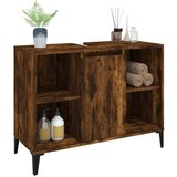 vidaXL Omarica za umivalnik dimljen hrast 80x33x60 cm inženirski les | Shoptok.si