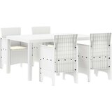  5-delni set za jedilnico na vrtu s blazinami bela poli ratan, (22089838) | Shoptok.si