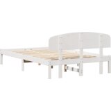 vidaXL Posteljni okvir z naslonom Bela 120x200 cm iz trdnega borovega lesa | Shoptok.si