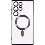 AVIZAR Ovitek MagSafe za Samsung S23 Ultra, zašcita kamere, prozorna hrbtna stran, vijolicen obris, (20650215) | Shoptok.si