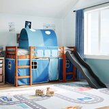 vidaXL Dječji krevet na kat s tunelom plavi 80x200 cm masivna borovina | shoptok.hr