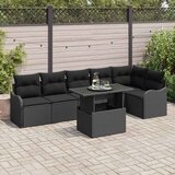  Sjedeća garnitura za vrt 7 kom. Crna Poli Ratan 287,5 x 122,5 x 85 cm | shoptok.hr