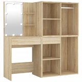  The Living Store LED toaletna mizica z 2 omaricama sonoma hrast inženirski les - LED Toaletna Mizica Z Omarico, (21500616) | Shoptok.si