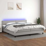  Box spring postelja z vzmetnico LED sv. siva 200x200 cm blago, (20726002) Cene