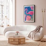  Plakat - Pink Flamingo - abstract flamingo against a background of palm trees and ice cubes 60x90 Crni okvir s margom | shoptok.hr