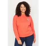 Trendyol Curve Plus Size Sweatshirt - Pink - Relaxed fit