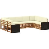  Sekcijska garnitura s jastukom 9 pcs Prirodna i krem Poliester | shoptok.hr