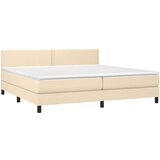  Box spring postelja z vzmetnico krem 200x200 cm blago, (20897594) | Shoptok.si