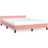  Posteljni okvir z vzglavjem roza 140x190 cm žamet | Shoptok.si
