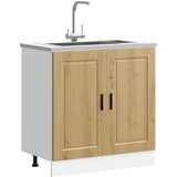 vidaXL Donji ormarić za sudoper Porto boja hrasta 80x46x81,5 cm drveni Cijene
