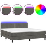 The Living Store Box spring postelja z vzmetnico LED temno siva 160x200 cm žamet - Box Spring Postelja, (21490038) | Shoptok.si