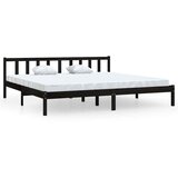  Okvir za krevet od masivne borovine crni 200 x 200 cm | shoptok.hr