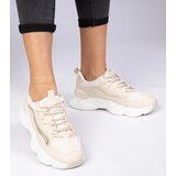 Gemre Beige women's sneakers with golden detail Kella | Shoptok.si