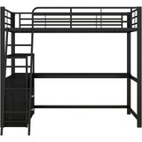 Lumor Postelja z mezzanine 90x200 cm - Pisalna miza v kotu z predali - Iz MDF in kovine - Črna, (22155650) | Shoptok.si