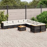 Maison Chic Seti vrtnega pohištva - Vrtna garnitura - Vrtni pohištvo set 11-delna z blazinami črn poli ratan, (21816019) | Shoptok.si