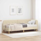 vidaXL Kotna postelja z vzmetnico z vzglavjem krema 80 x 200 cm blago | Shoptok.si