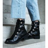 Gemre Black lace-up ankle boots embellished with studs Elea | shoptok.hr