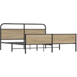 Metalni Kovinski posteljni okvir brez vzmetnice dimljen hrast 200x200cm, (21610148) | Shoptok.si
