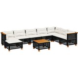 Maison Chic Seti vrtnega pohištva - Vrtna garnitura - Vrtni pohištvo set 9-delna z blazinami črn poli ratan, (21805750) | Shoptok.si