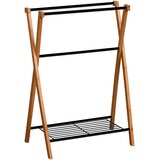 Tendance SAMOSTOJEĆI DRŽAČ RUČNIKA SA 3 PREČKE I 1 POLICOM, CRNI/BAMBOO Cijene
