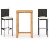  3-dijelni vrtni barski set s jastucima crni | Eponuda.com