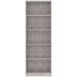 vidaXL Knjižna omara 5-nadstropna betonsko siva 60x24x175 cm, (20622644) | Shoptok.si