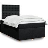vidaXL Box spring postelja z vzmetnico črn 120x200 cm blago Cene