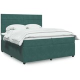 vidaXL Krevet s oprugama i madracem tamnozeleni 200x200 cm baršunasti | shoptok.hr