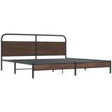 Metalni Kovinski posteljni okvir brez vzmetnice rjavi hrast 193x203 cm, (21610372) | Shoptok.si