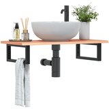  Zidna polica za umivaonik od čelika i masivne hrastovine Smeđa 80 x 40 x 2 cm | shoptok.hr
