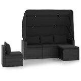  4-dijelni set vrtnih sofa od poliratana s jastucima crni | shoptok.hr