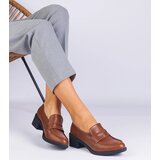 Gemre Astrelia brown women's faux leather low heel shoes | Shoptok.si