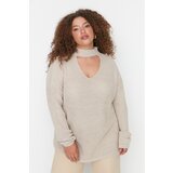 Trendyol Curve Beige Collar Detailed Knitwear Sweater Cene