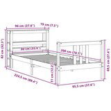 vidaXL Posteljni okvir z vzglavjem bel 90x200 cm trdna borovina, (21292352) | Shoptok.si
