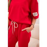 Kesi Włoski Women's viscose set with short sleeves and trousers red | Shoptok.si