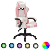 vidaXL Igraća stolica s RGB LED svjetlima roza i crna od umjetne kože Cijene