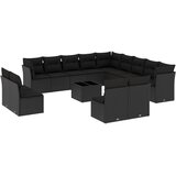  14-dijelni set vrtnih sofa s jastucima poliratan crni | shoptok.hr