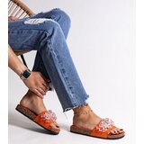Gemre Orange flip-flops adorned with stones Negistina | Shoptok.si
