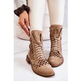 Zazoo 2695 Perforated Leather Boots Camel | Shoptok.si