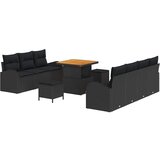 vidaXL Vrtna sedežna garnitura z blazino 10 pcs Črna poli ratan, (5000143739) | Shoptok.si
