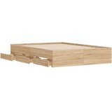 vidaXL Posteljni okvir s predali sonoma hrast 120x190cm inženirski les | Shoptok.si