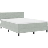 vidaXL Box Spring Postelja z Blazino Svetlo Siva 140x200 cm Žamet | Shoptok.si