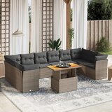 Maison Chic Seti vrtnega pohištva - Vrtna garnitura - Vrtni pohištvo set 11-delna z blazinami siv poli ratan, (21816206) | Shoptok.si