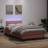 Box Spring krevet s madracem i LED ružičasti 120x220 cm samt | shoptok.hr