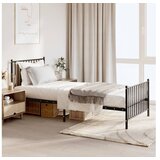 Metalni okvir kreveta uzglavlje i podnožje crni 90 x 200 cm | shoptok.hr