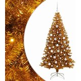 vidaXL Božično drevo med 300 LED z stojalom Zlata 180 cm PET | Shoptok.si