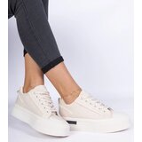 D/CEO marka niezdefiniowana Beige women's canvas sneakers on a platform Verinos | Shoptok.si